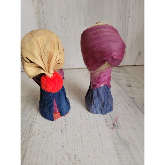 Vintage corn husk caroler doll girl set unique decor Xmas - Picture 6 of 7